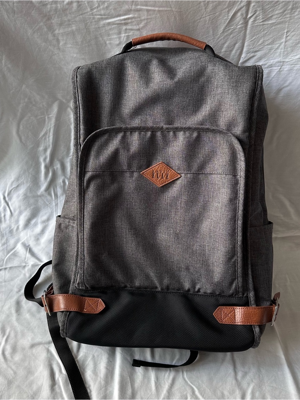 Elle Gray Backpack with Brown Accents